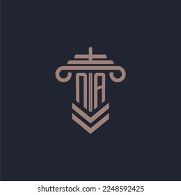 NA initial monogram logo with pillar design for law firm vector image