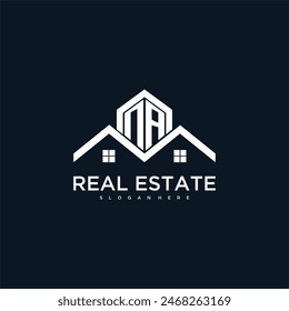 NA initial monogram logo for real estate with creative roof and home image design