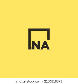 NA initial monogram logo with square style design