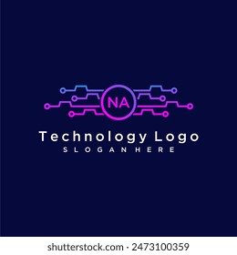 NA initial monogram for technology logo with circle style design