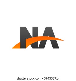 NA initial overlapping swoosh letter logo black orange