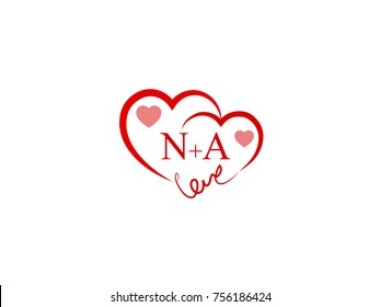 NA Initial wedding invitation, love logo template vector