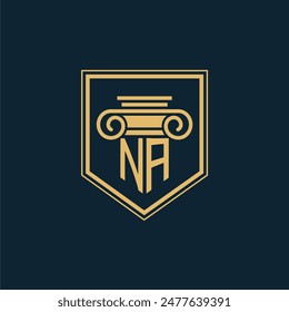 NA Initials Law Firm Logo Lawyer logo with creative law element