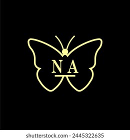 NA Initials Luxury Butterfly logo Vector illustration