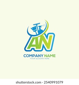 AN or NA Letter Local Cleaning vector logo. Cleaning service logo vector