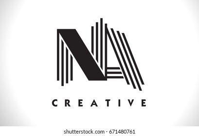 NA Letter Logo With Black Lines Design. Line Letter Symbol Vector Illustration