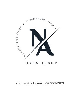 NA Letter Logo Design with a Creative Cut. Creative logo design