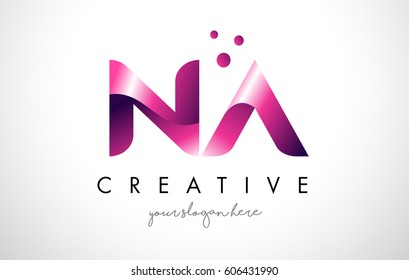 NA Letter Logo Design Template with Purple Colors and Dots