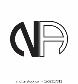 NA Letter logo monogram with oval shape negative space design template white background