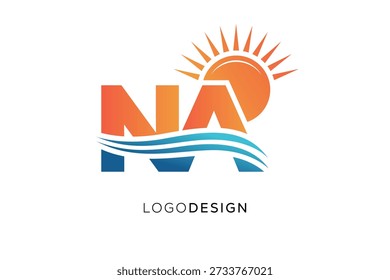 NA Letter Logo Monogram Sun Wave Modern Branding Design