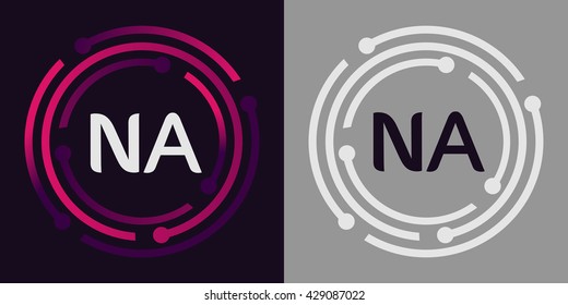 NA letters business logo icon design template elements in abstract background logo, design identity in circle, alphabet letter