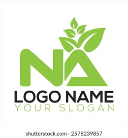  NA logo eco friendly emblem, vegan identity, herbal and botanical cards etc. Ecology NA letters