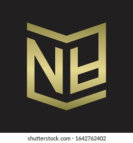 NA Logo Emblem Monogram With Shield Style Design Template Isolated. Gold colors