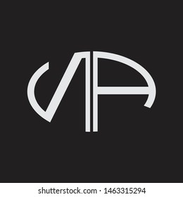 NA Logo letter oval monogram design template with black and white colors