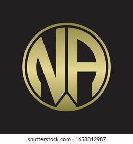 NA Logo monogram circle with piece ribbon style on gold colors