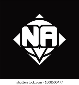 NA Logo monogram with circle shape and square rotate rounded design template on black background