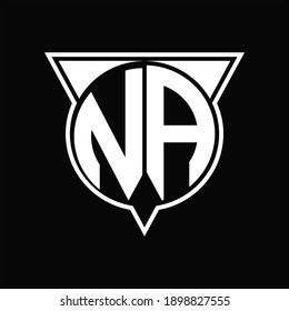 NA Logo monogram with circle shape and half triangle rounded on black background