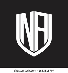 NA Logo monogram with emblem shield design isolated on black background