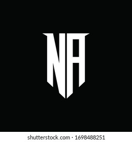 NA logo monogram with emblem shield style design template