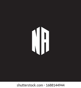 NA Logo monogram with hexagon shape style design template isolated on black background