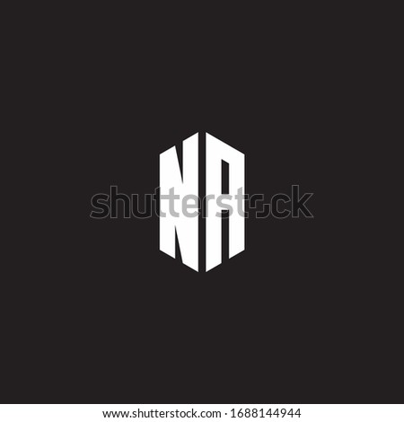 NA Logo monogram with hexagon shape style design template isolated on black background