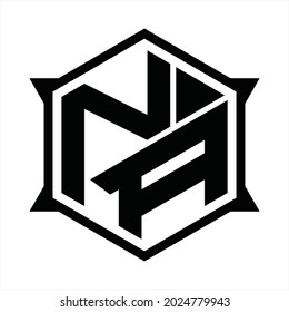 NA Logo monogram with hexagon and sharp shape design template