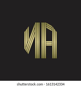 NA Logo monogram outline style linked isolated with gold colors