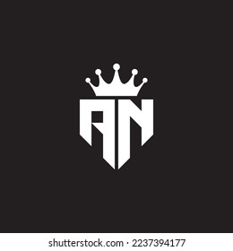 AN or NA logo monogram symbol shield with crown shape design vector