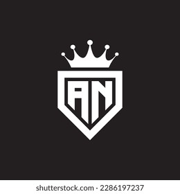 AN or NA logo monogram symbol shield with crown shape design vector