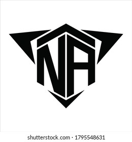 NA Logo monogram with wings arrow around design template on white background