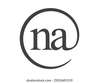 NA logo from two letter with circle shape email sign style. N and A round logotype of business company for brand identity.