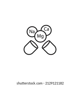 Na, Mg, Ca vitamins in capsule, vitamin complex  simple thin line icon vector illustration. For web and mobile UI UX