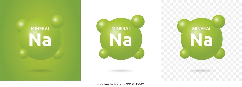 Na mineral icon set in different background. Chemical minerals and healthy diet concept.