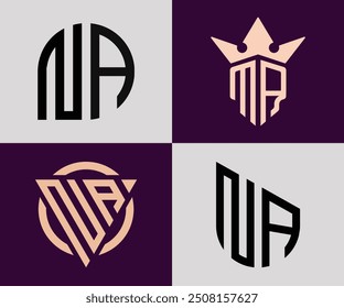 NA modern initial letter logo design vector bundle. It will be suitable for which company or brand name start those initial.