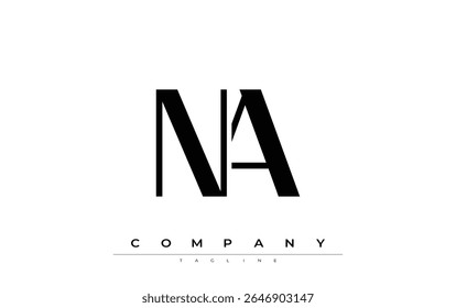 NA Modern Initials Logo Design. Branding logo with stylized initials showcasing bold design and modern aesthetic. Ideal for professional business branding or creative projects focusing on minimalistic