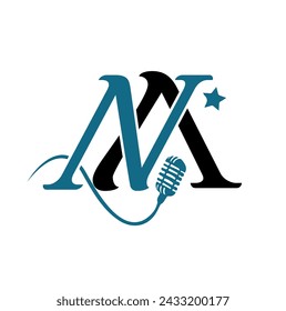 NA monogram vector logotype Music mic