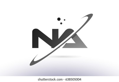 na n a alphabet letter logo black white grey swoosh creative text dots company vector icon design template