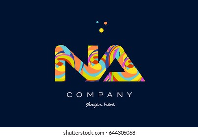 na n a alphabet letter logo colors colorful rainbow acrylic font creative text dots company vector icon design template