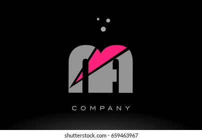 na n a alphabet letter logo pink grey black creative company vector icon design template