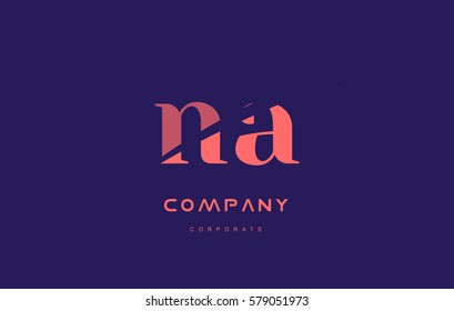 na n a alphabet small letter blue pink creative design vector company logo icon template 