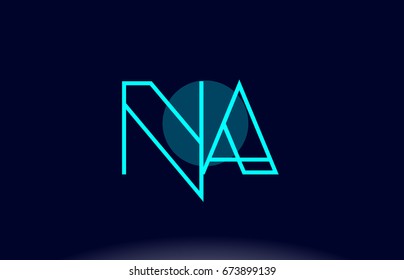 na n a blue line circle letter logo alphabet creative company vector icon design template