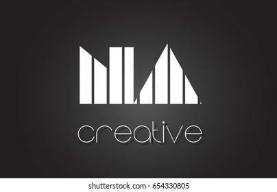 NA N A Creative Letter Logo Design With White and Black Lines.