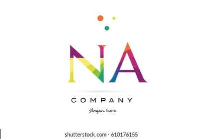 na n a  creative rainbow colors colored alphabet company letter logo design vector icon template