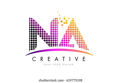 NA N A Dots Letter Logo Design with Magenta Bubble Circles and Swoosh