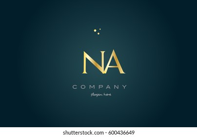 na n a  gold golden luxury product metal metallic alphabet company letter logo design vector icon template green background