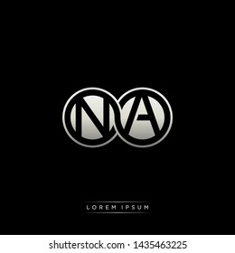 NA N A initial letter linked circle capital monogram logo modern template silver color edition
