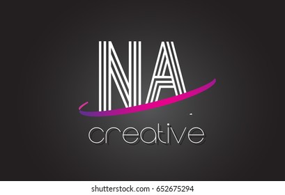 NA N A Letter Logo with Lines Design And Purple Swoosh Vector Letters Illustration.