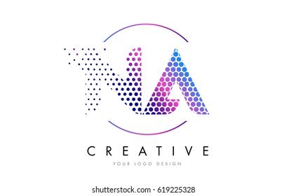 NA N A Pink Magenta Dotted Bubble Letter Logo Design. Dots Lettering Vector Illustration