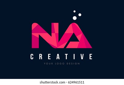 NA N A Purple Letter Logo Design with Low Poly Pink Triangles Concept