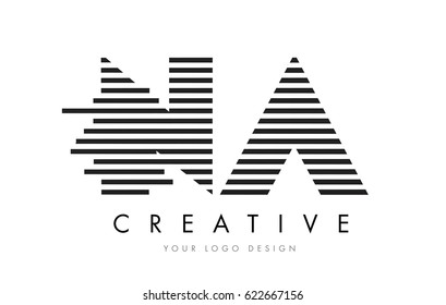 NA N A Zebra Letter Logo Design with Black and White Stripes Vector